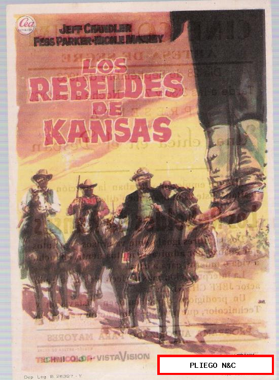 Los rebeldes de Kansas. Sencillo de CEA. Cine Coliseum-Artesa de Segre 1963