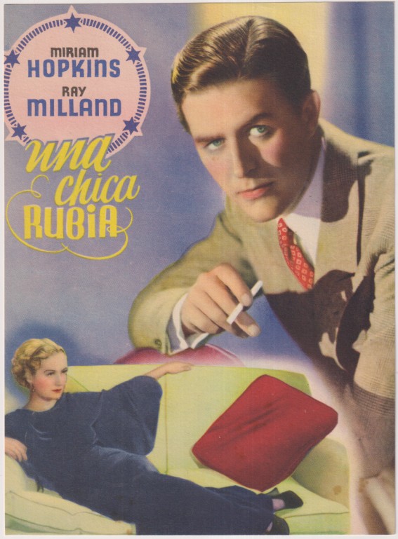 Una chica rubia. Ficha cinematográfica. Colección Filmófono nº 24