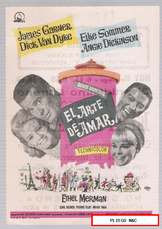 El arte de Amar. Sencillo de Dipenfa. Teatro Cinema Cabrera 1969