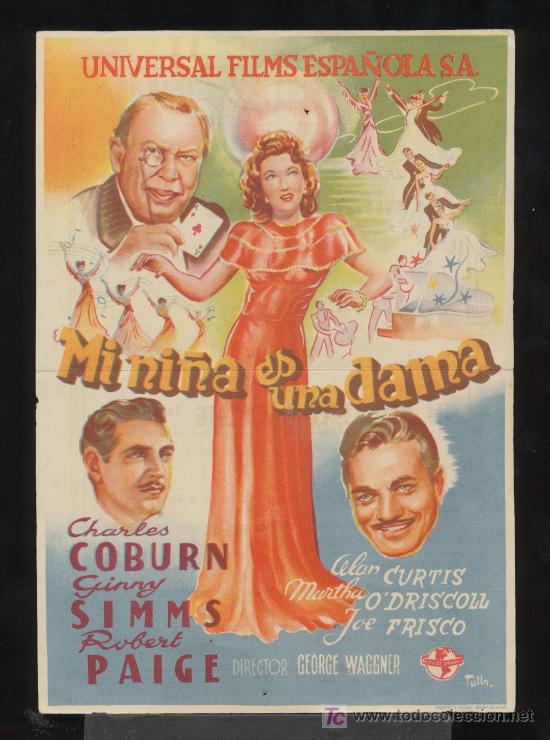 Mi niña es una Dama. Sencillo grande de Universal. Monumental Cinema-Melilla 1947