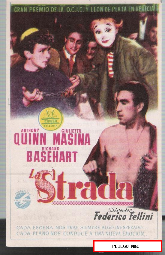La Strada. Sencillo de Cifesa. Cine Dorado-Zaragoza 1957