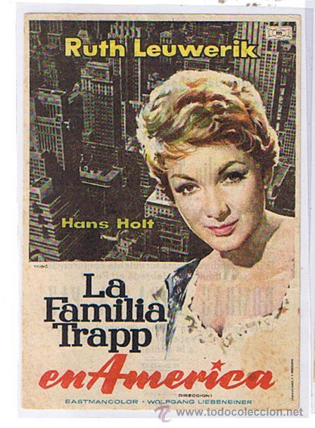 La Familia Trapp en América. Sencillo de Mundial Films. Cine Picarol 1959