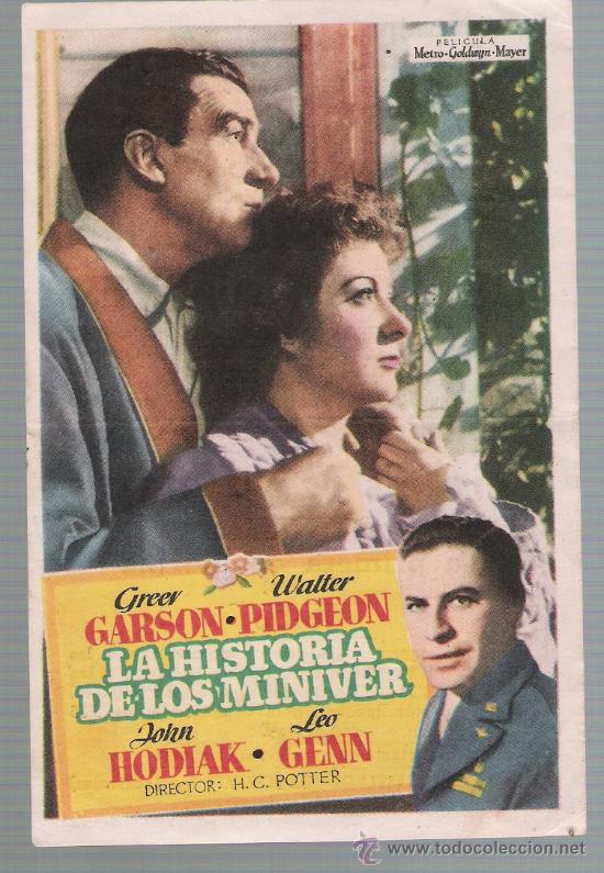 La historia de los Miniver. Sencillo de MGM. Cine Victoria