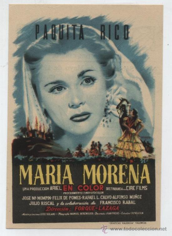 María Morena. Sencillo de Cire Films. Cine Mari-León 1952