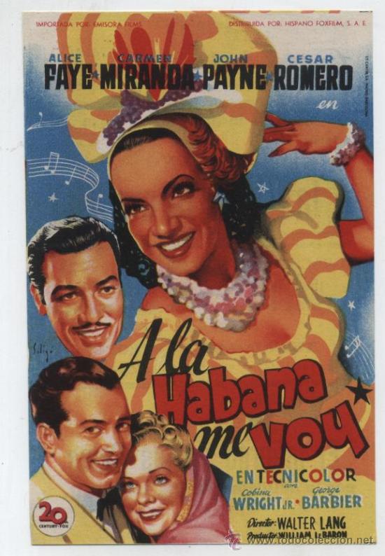 A la Habana me voy. Soligó. Sencillo de 20Th Century Fox. Cine Mari-León 1949