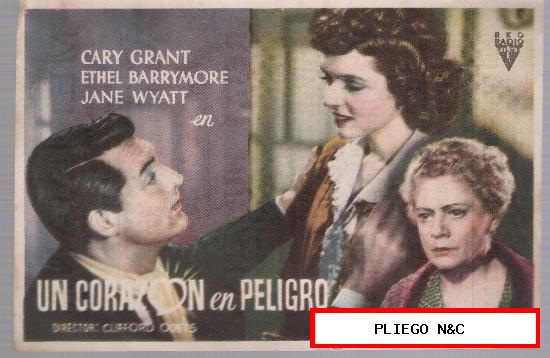 Un corazón en peligro. Sencillo de RKO Radio. Cine Meridiana 1946