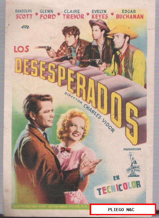 Los desesperados. Sencillo de Columbia. Cine Picarol 1947