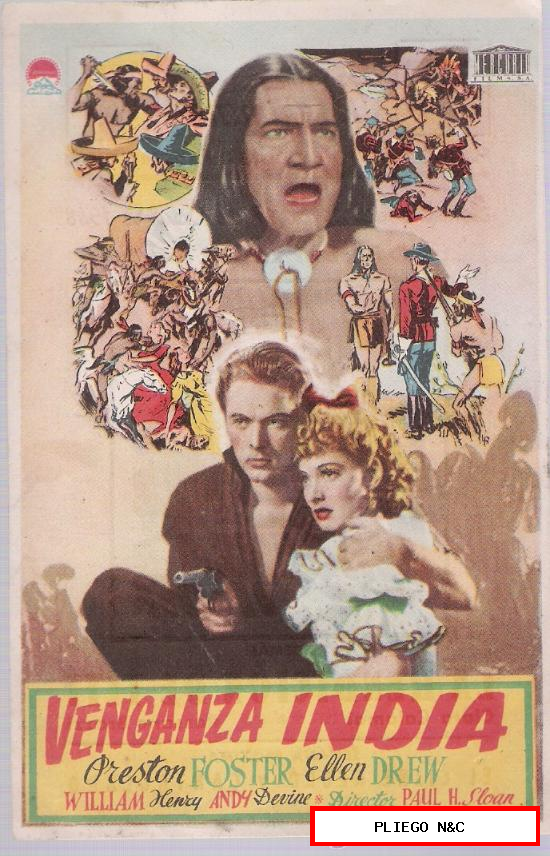 Venganza India. Sencillo de Mercurio. Cine Martinense 1948