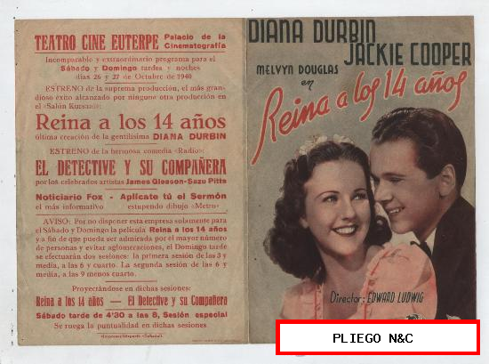Reina a los 14 años. Doble de Universal. Teatro Cine Euterpe 1940