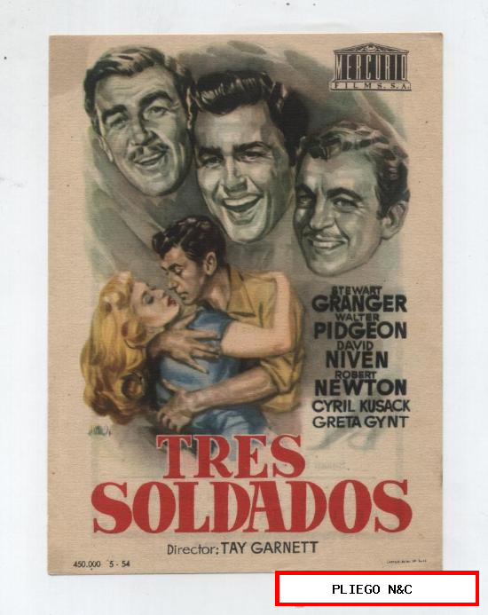 Tres soldados. Sencillo de Mercurio. cines Arenas y Liceo 1955