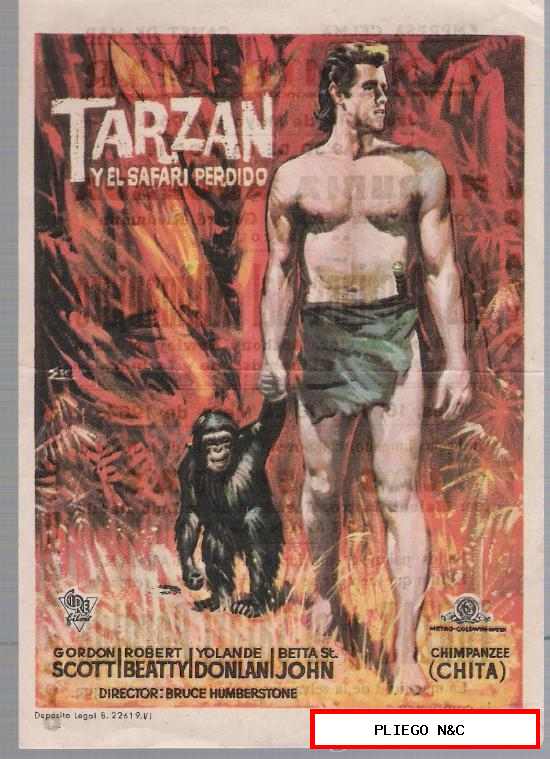 Tarzán y el Safari Perdido. Sencillo de Cire films. Cine Miramar-Canet de Mar 1964