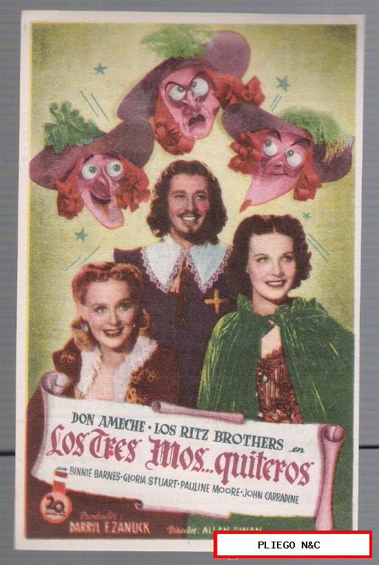 Los Tres Mos... quiteros. Sencillo de 20Th Century fox. Cine Mari-León 1948. ¡IMPECABLE!