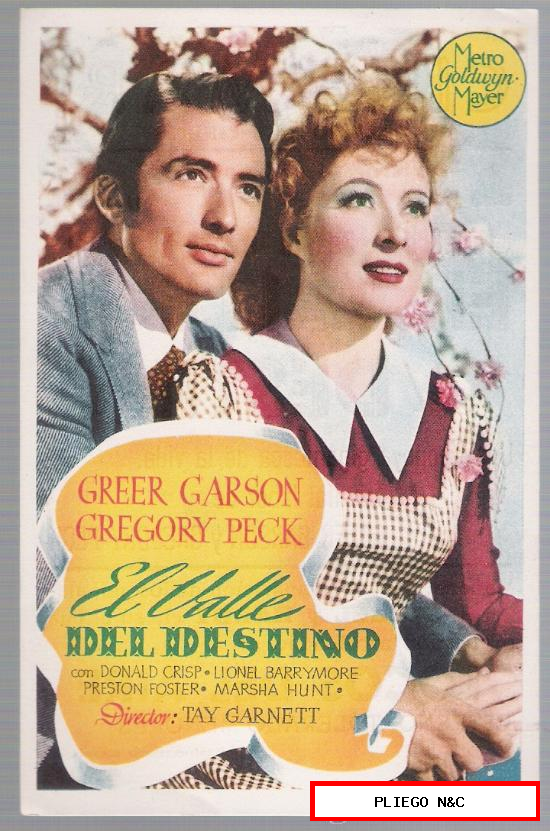 El Valle del Destino. Sencillo de MGM. Cine Mari-León 1947. ¡IMPECABLE!