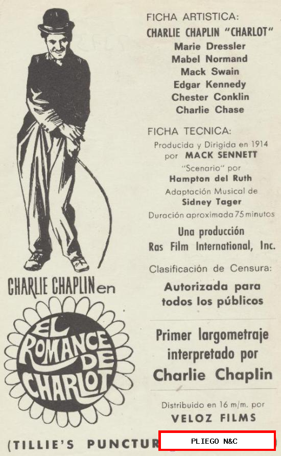 El Romance de Charlot. Sencillo de Veloz Films