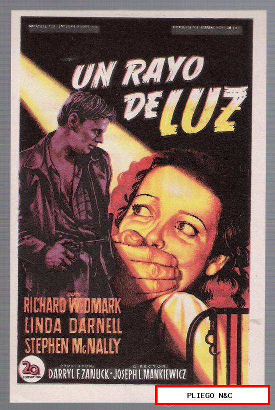 Un Rayo de luz. Soligó. Sencillo de 20Th Century fox. Cine Mari-León 1951. ¡IMPECABLE!