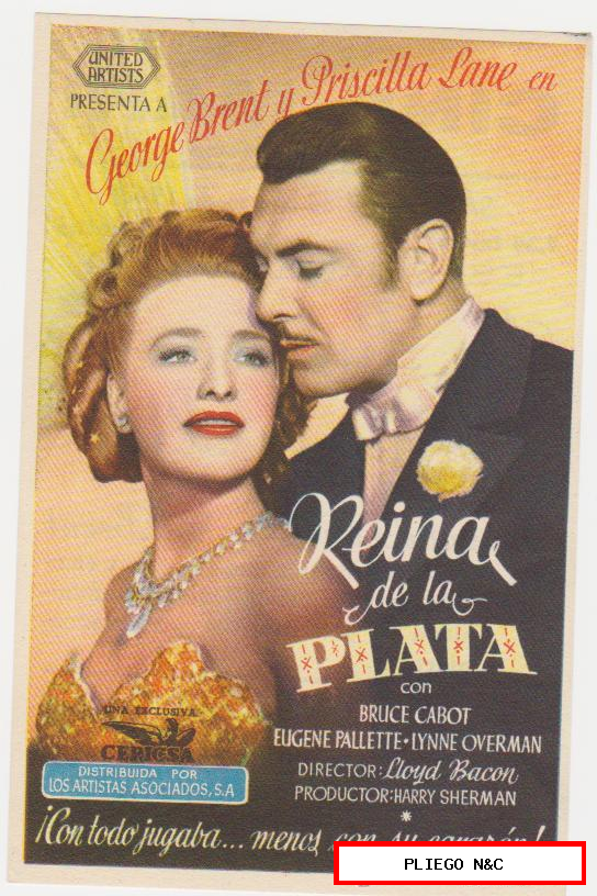Reina de la Plata. Sencillo de United Artists. Cine Mari-León de 1946. ¡IMPECABLE!