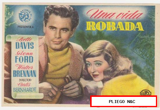 Una vida robada. Sencillo de Astoria films. Cine Mari-León 1948