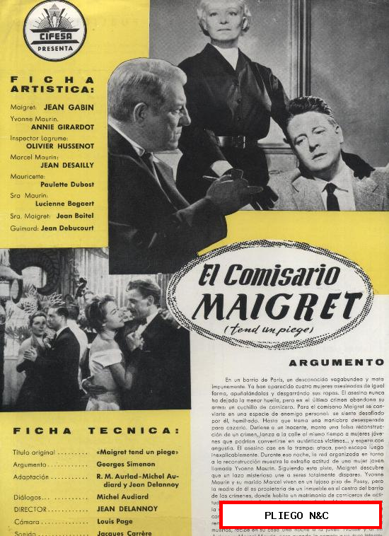 El Comisario Maigret. Guía de Cifesa