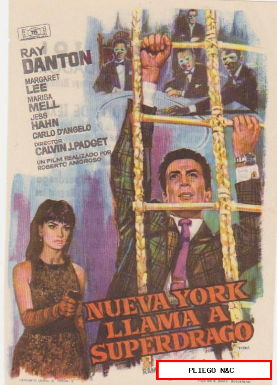 Nueva York llama a Superdrago. Sencillo de Mundial films. Cine Capitol-Málaga 1967