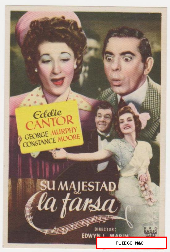 Su Majestad la farsa. Sencillo de RKO Radio. Cine Mari-León 1946. ¡IMPECABLE!
