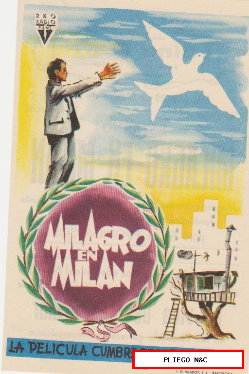 Milagro en Milán. Sencillo de RKO Radio. Cine Mari-León 1952