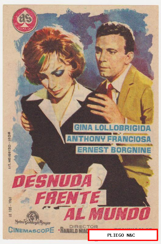 Desnuda frente al Mundo. Sencillo de As Films. Cine Meridiana-Barcelona 1968