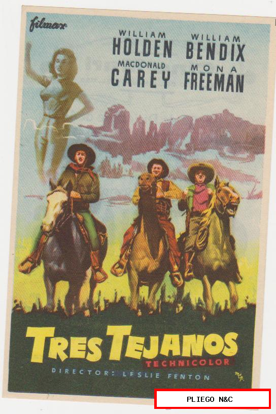 Tres Tejanos. Sencillo de Filmax. Cine Mari-León 1955. ¡IMPECABLE!