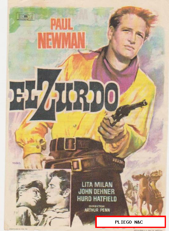 El Zurdo. Sencillo de Mundial Films. Cines Sierra y Monumental-Mataró 1962