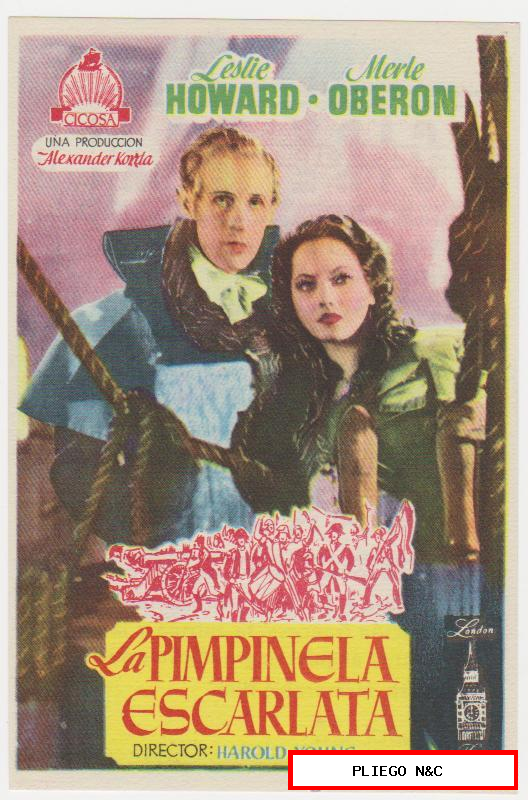 La Pimpinela Escarlata. Sencillo de Cicosa. Cine Mari-León 1951. ¡IMPECABLE!