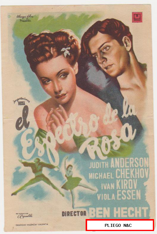 El Espectro de la Rosa. Sencillo de U films. Cine Español-Andújar 1949