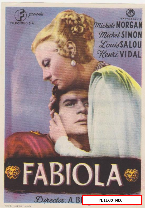 Fabiola. Sencillo de Filmófono. Cine Mari-León 1949