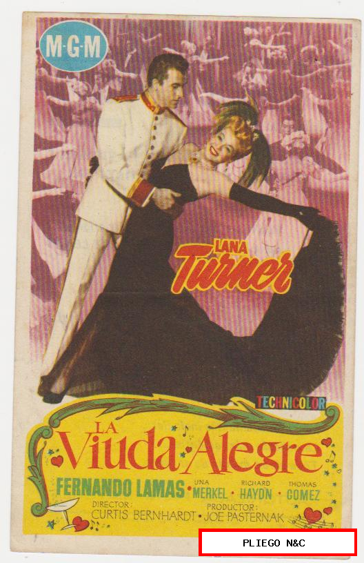 La viuda Alegre. Sencillo de MGM. Cine Moderno-Tarragona 1954
