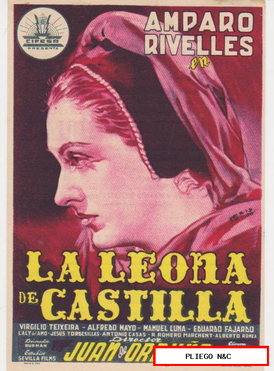 La Leona de Castilla. Sencillo de Cifesa. Casino Unión Comercial 1951