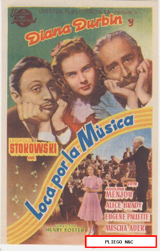 Loca por la música. Sencillo de Universal International. Cine Mari-León 1951. ¡IMPECABLE!