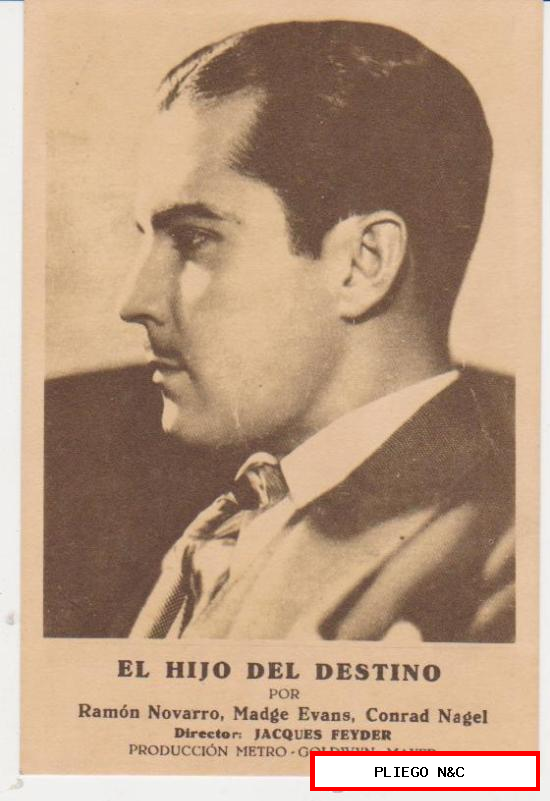 El Hijo del destino. Programa tarjeta de MGM. Teatro Cervantes 1933. ¡IMPECABLE!