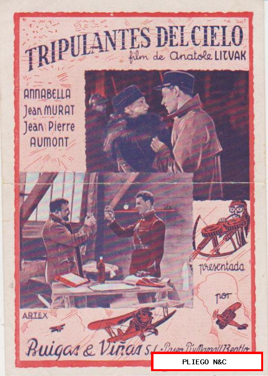 Tripulantes del Cielo. Programa sencillo. Cinema Gayarre. C.N.T. Mataró 1938
