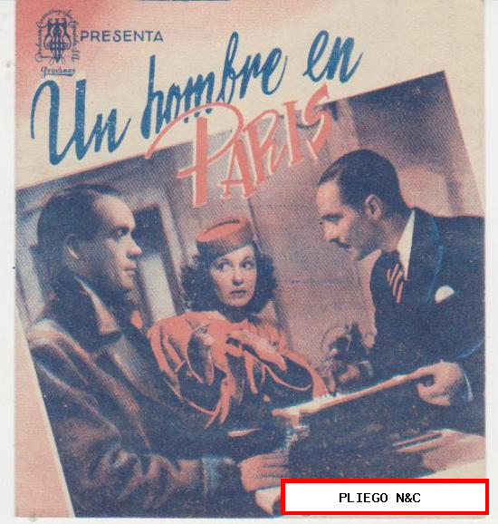 Un Hombre en parís. Doble de Procines. Teatro Principal-Gran Cinema 1942. ¡IMPECABLE!