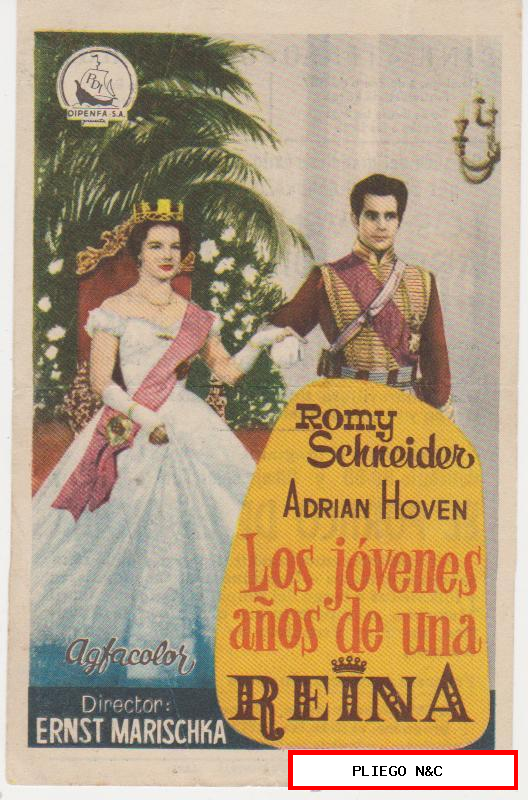 Los jóvenes años de una Reina. Sencillo de Dipenfa. Cine Ateneo y Cataluña 1957