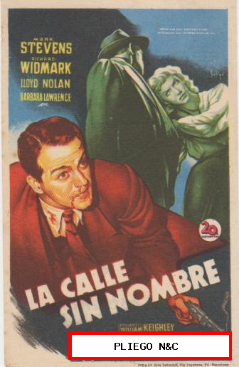 La Calle sin nombre. Soligó. Sencillo de 20Th Century Fox. Teatro Andalucía 1949