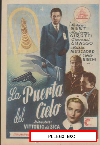 La Puerta del Cielo. Sencillo de Cifesa. Cinema alhambra - Zaragoza 1947. ¡IMPECABLE!