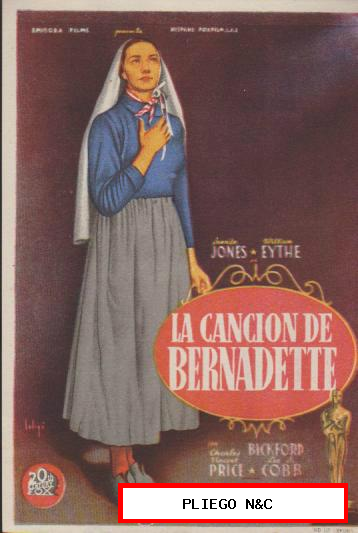 La Canción de Bernadette. Soligó. De 20Th Century Fox. Cine Mari-León 1946. ¡IMPECABLE!