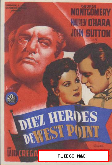 Diez Héroes de West Point. Soligó. Sencillo de 20Th Century. Cine Mari-León 1946