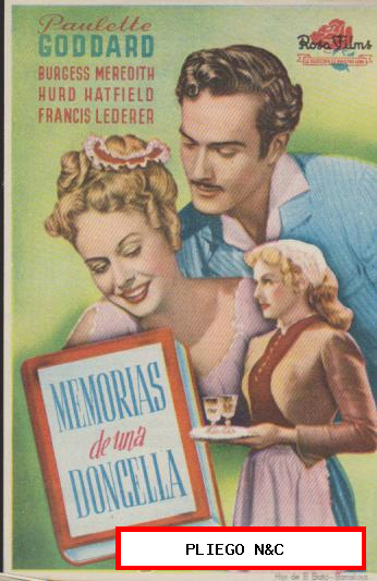 Memorias de una doncella. Sencillo de Rosa Films. Cine Mari-León 1949