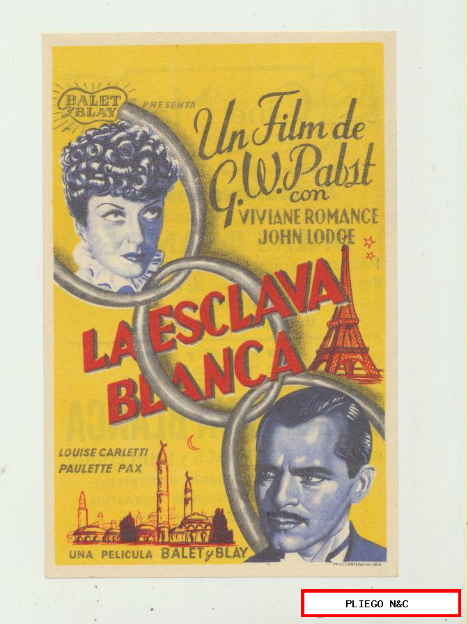 La Esclava Blanca. Sencillo de Balet y Blay. Cine Mari-León 1950
