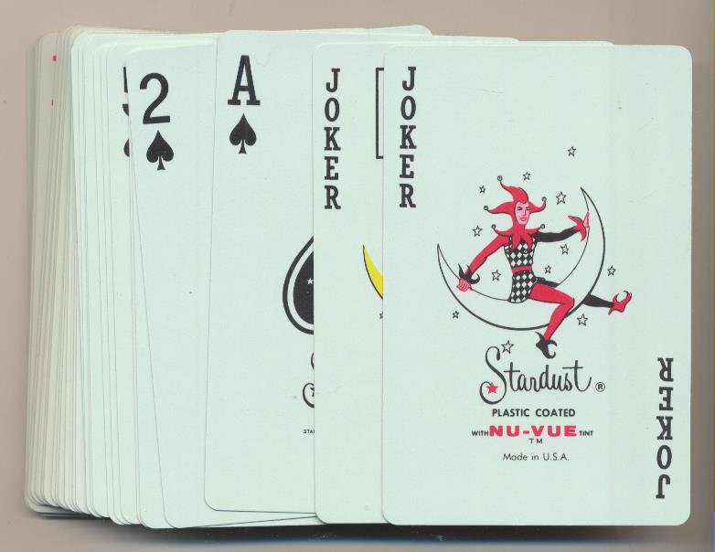 Baraja Póker Stardust. St. Paul Minn. U.S.A.. Publicidad de Decade. Dorso rojos y amarillo