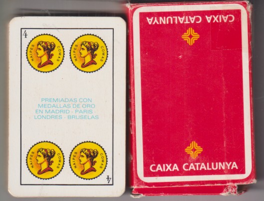 Baraja Española. Naipes Comas. 50 cartas. Publicidad de Caixa Cataluña