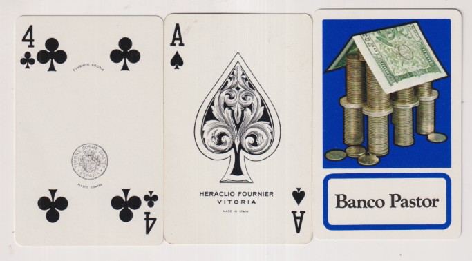 Baraja de Poker. Heraclio Fournier. 55 Cartas. Publicidad de Banco Pastor