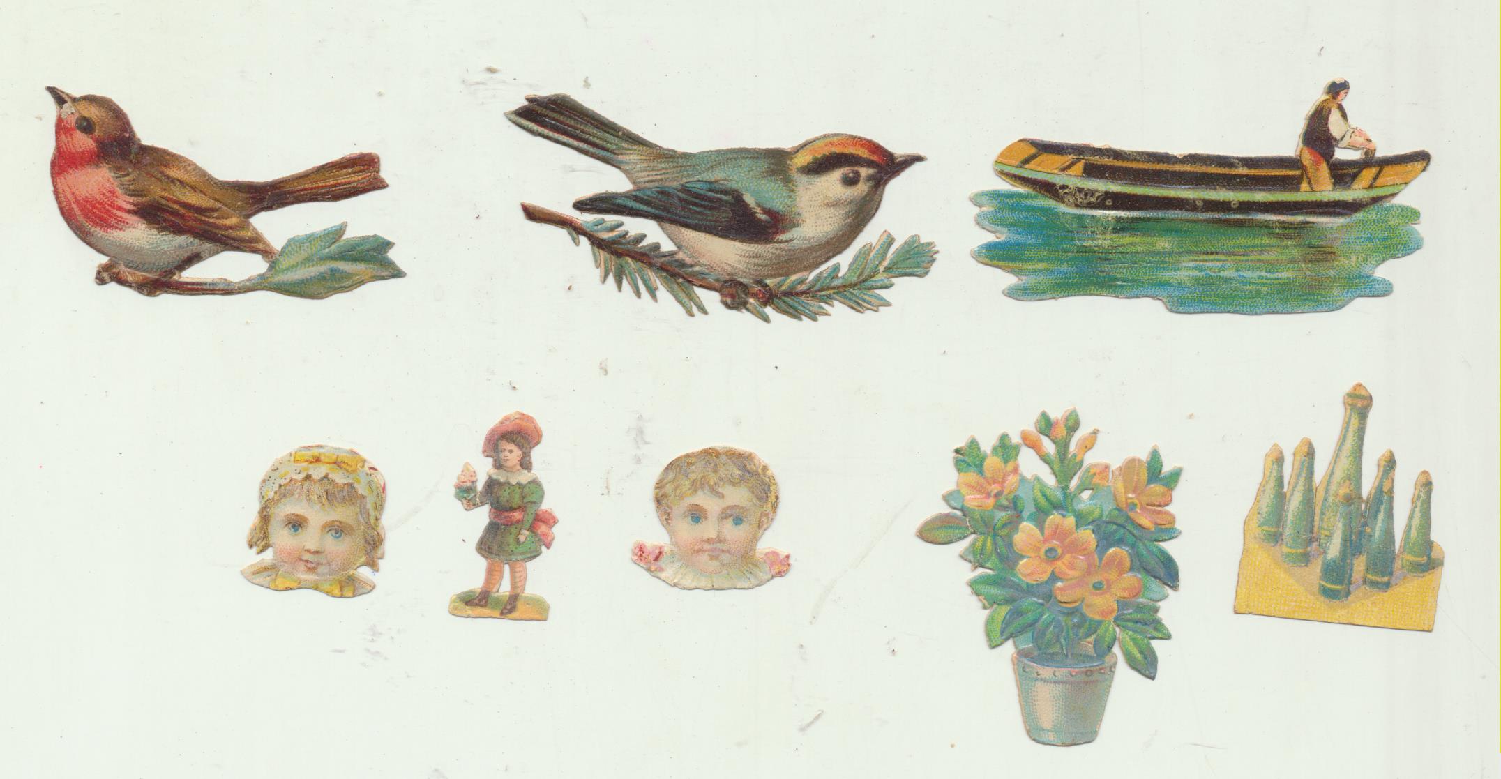 Lote de 8 Cromos Troquelados (8 a 2 cms.) Siglo XIX-XX