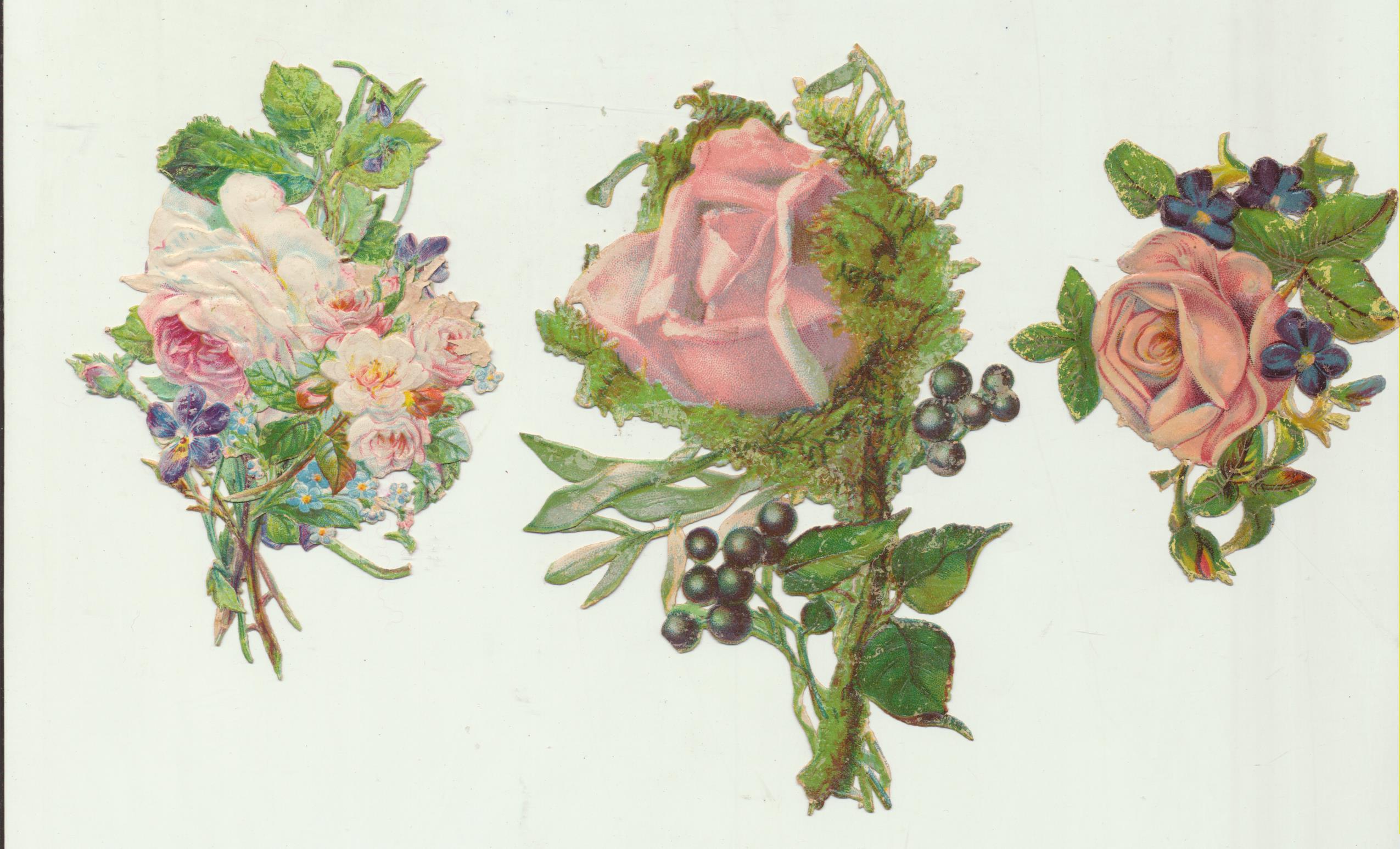 Lote de 3 Cromos Troquelados (12,5 a 7 cms) Siglo XIX-XX