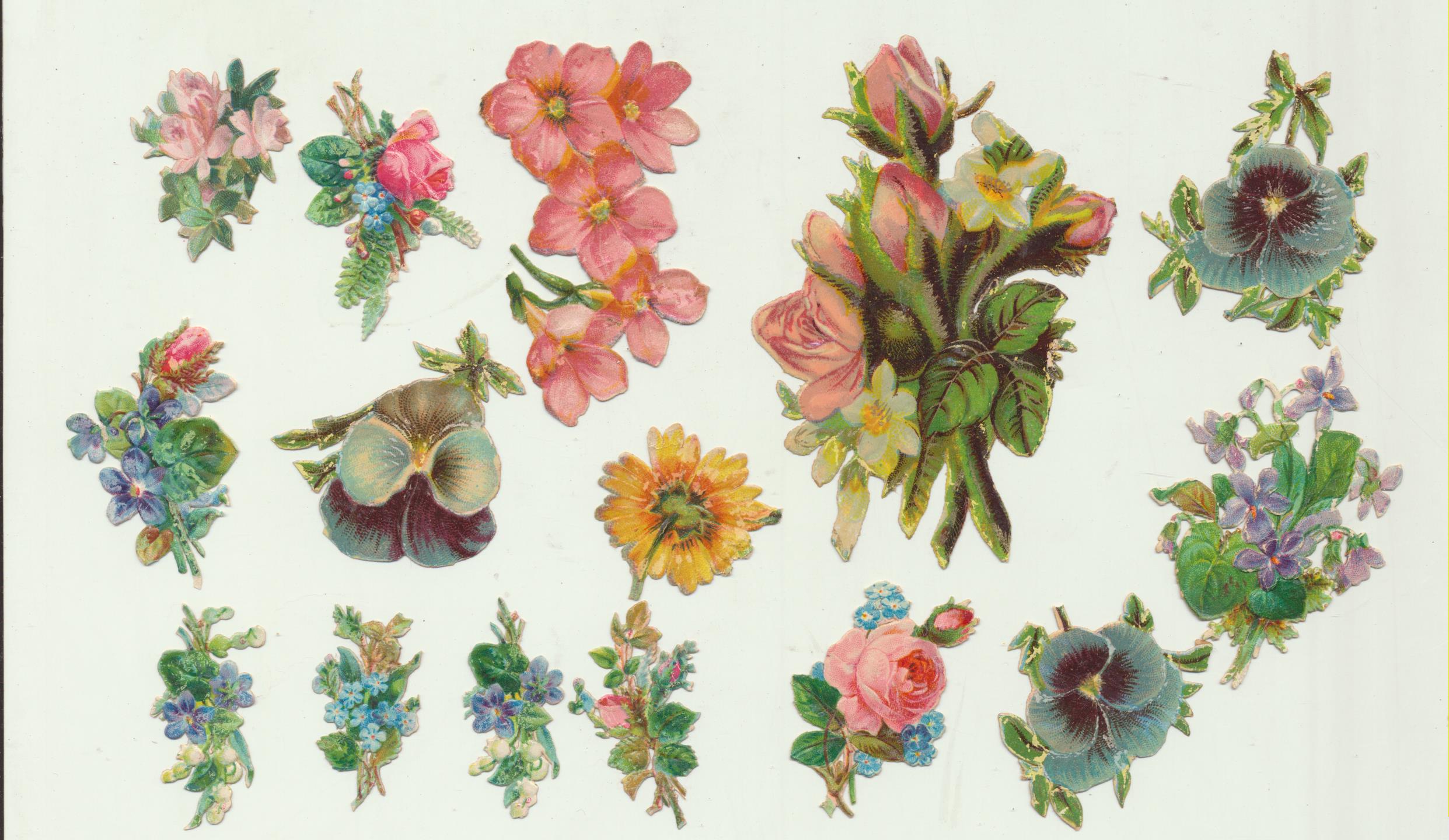 Lote de 15 cromos Troquelados (8 a 3,5 cms) Siglo XIX-XX